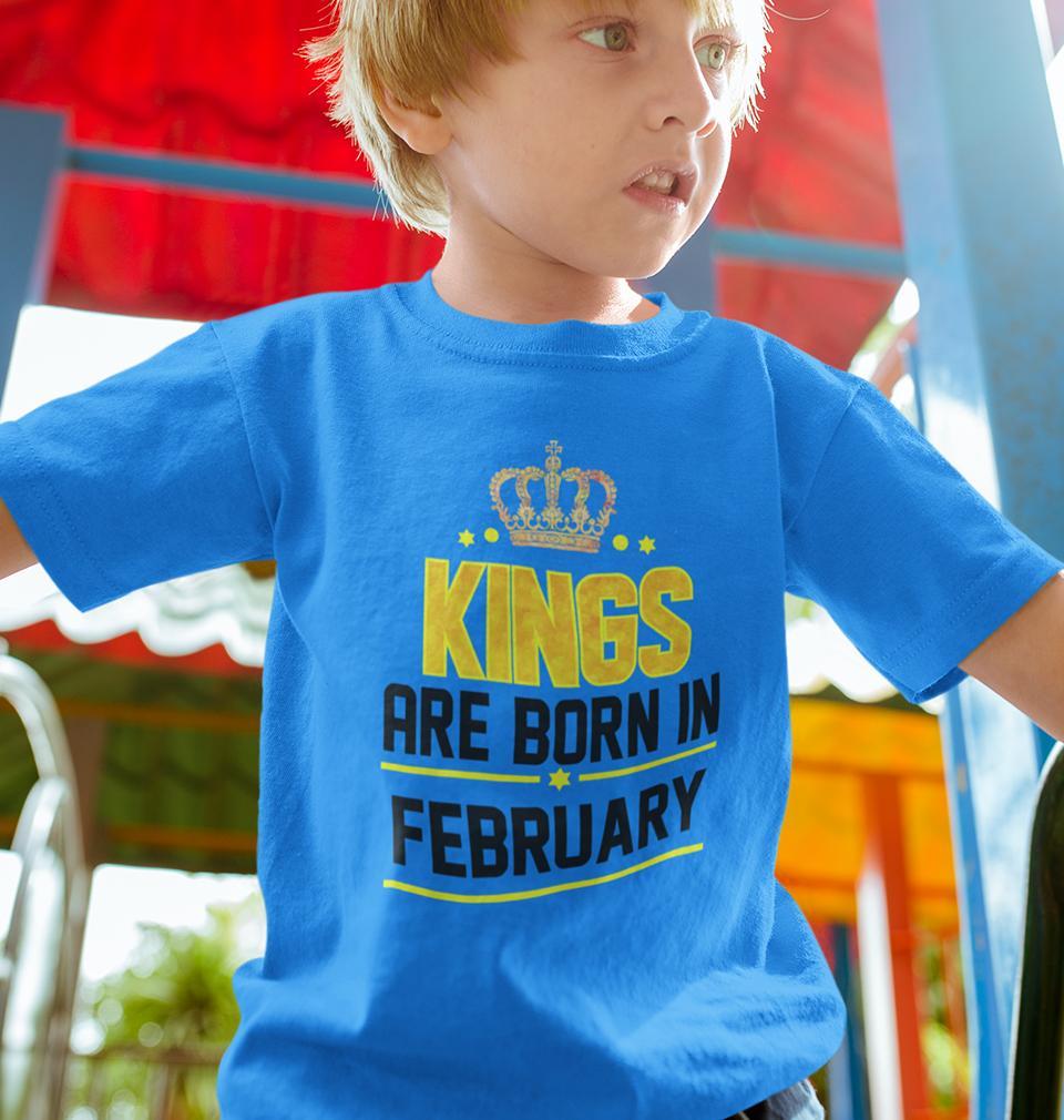 Kings Are Born In February Half Sleeves T-Shirt for Boy-FunkyTeesClub