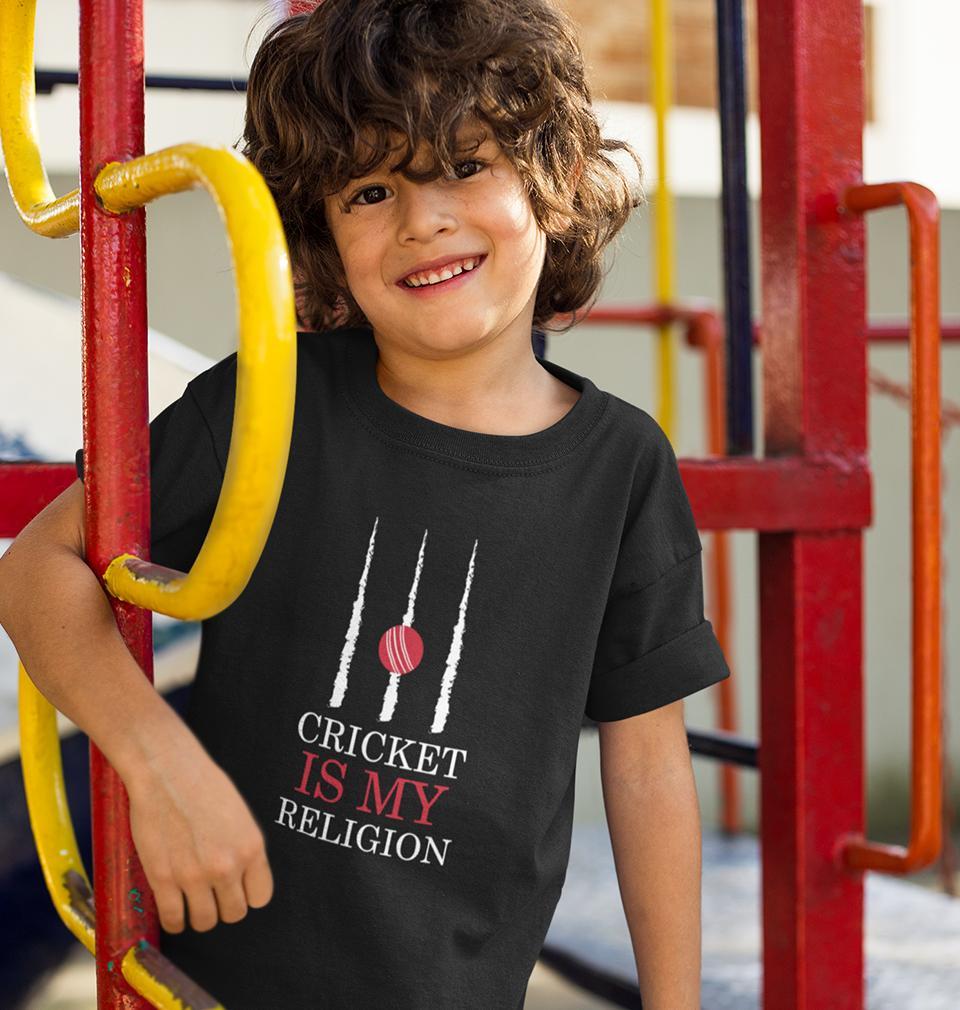 Cricket is my religion Half Sleeves T-Shirt for Boys and Kids-FunkyTeesClub