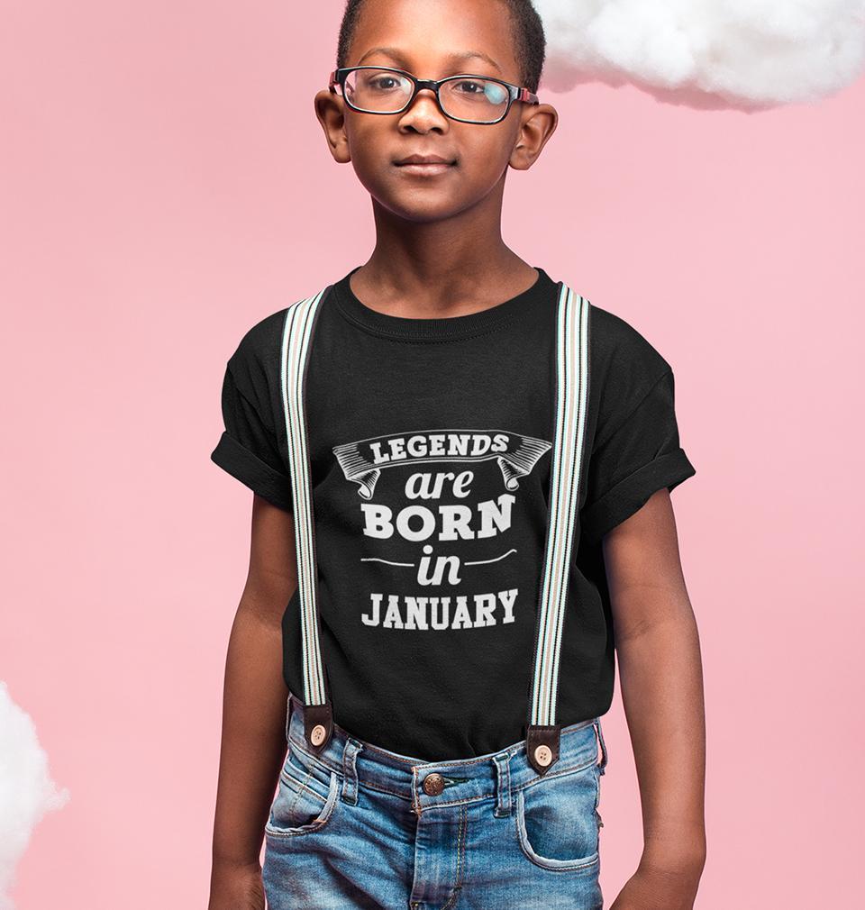 Legends are Born in January Half Sleeves T-Shirt for Boy-FunkyTeesClub