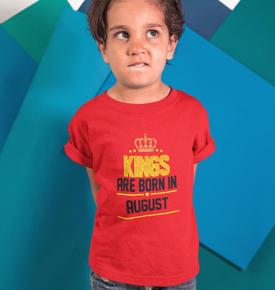 Kings Are Born In August Half Sleeves T-Shirt for Boy-FunkyTeesClub
