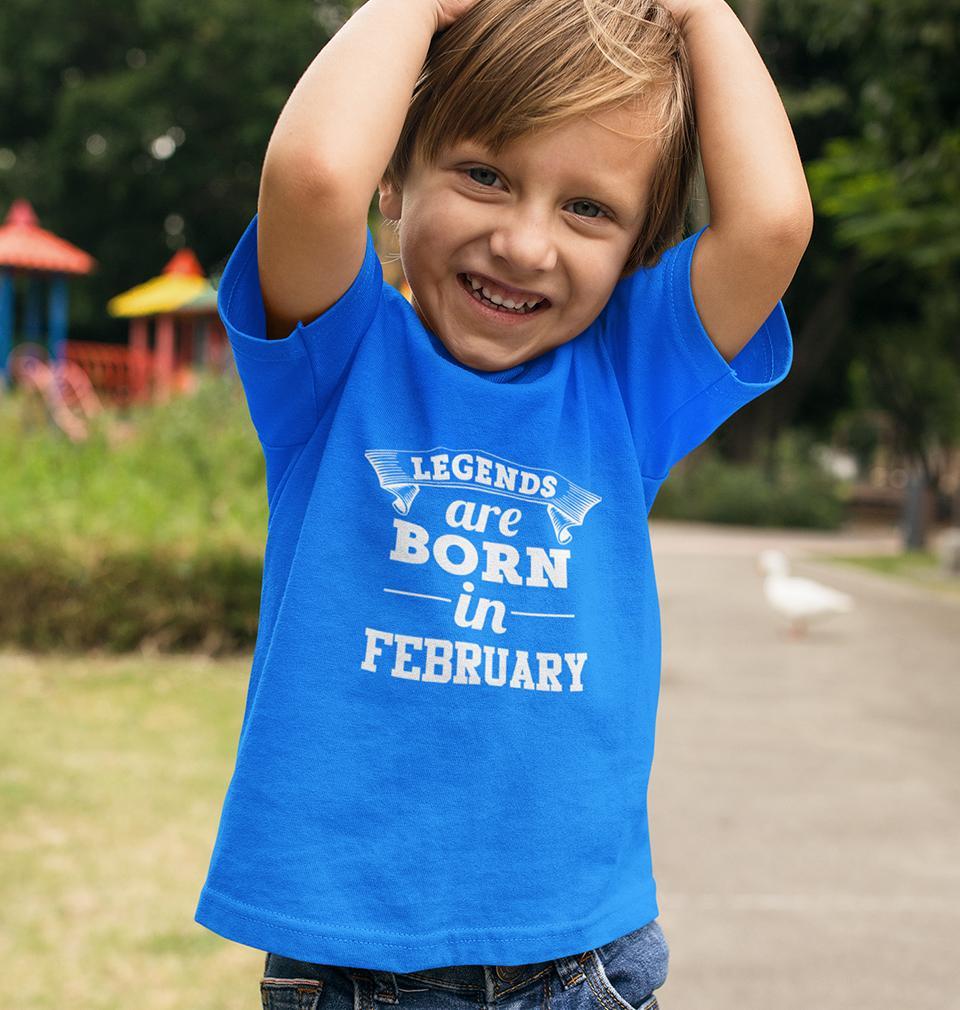 Legends are Born in February Half Sleeves T-Shirt for Boy-FunkyTeesClub