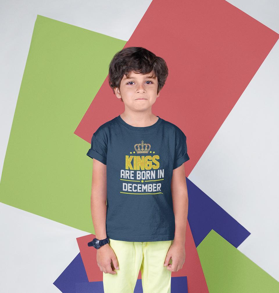 Kings Are Born In December Half Sleeves T-Shirt for Boy-FunkyTeesClub