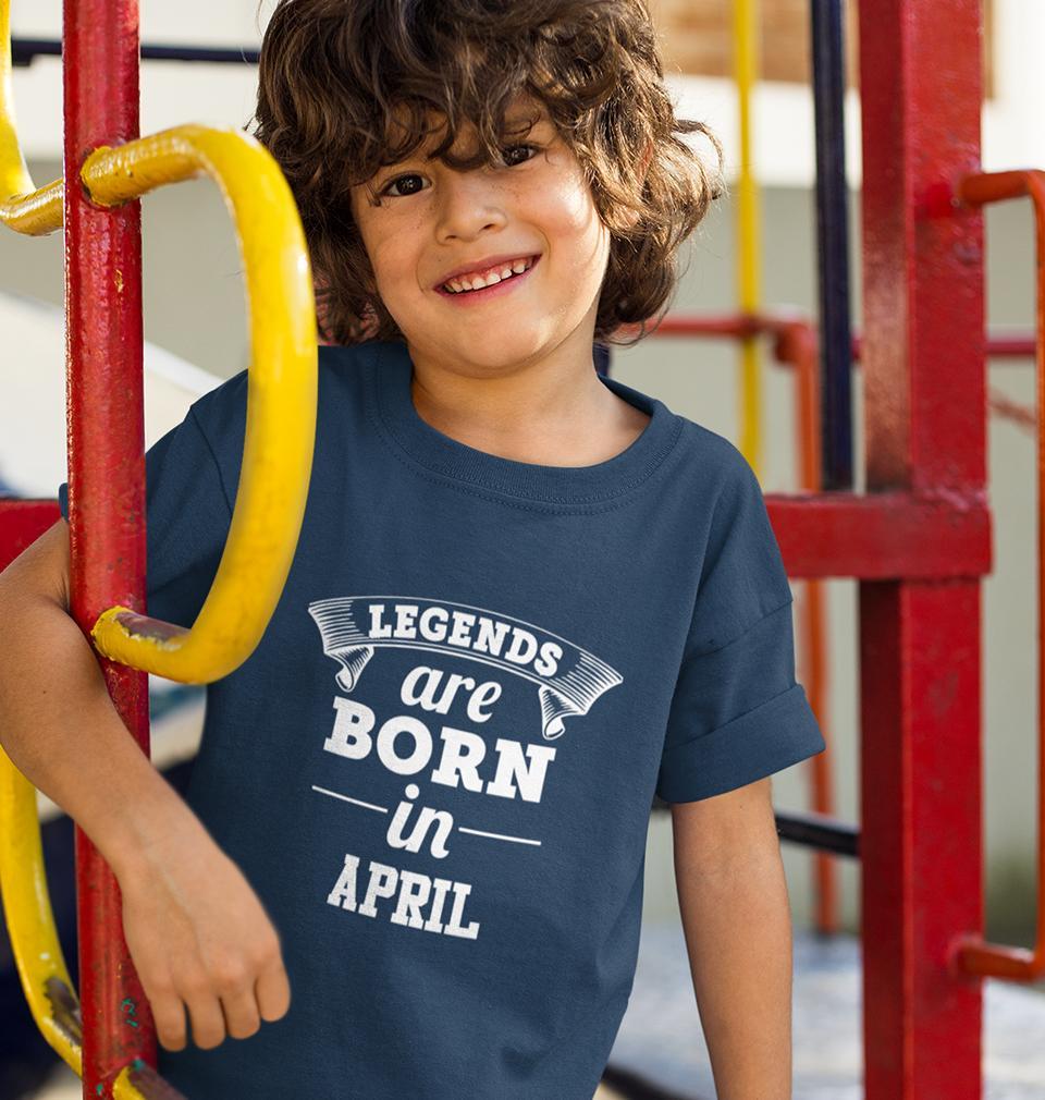 Legends are Born in April Half Sleeves T-Shirt for Boy-FunkyTeesClub