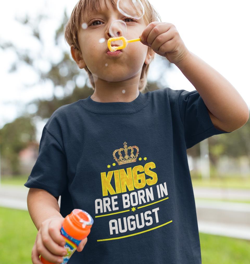 Kings Are Born In August Half Sleeves T-Shirt for Boy-FunkyTeesClub