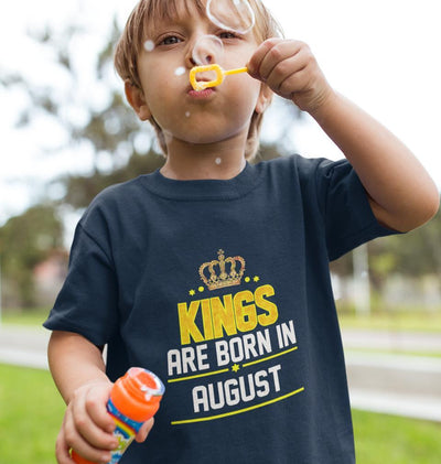 Kings Are Born In August Half Sleeves T-Shirt for Boy-FunkyTeesClub