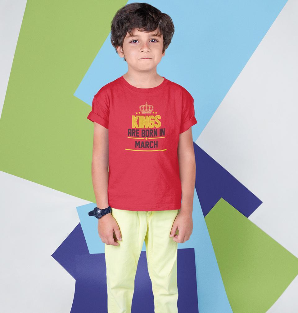 Kings Are Born In March Half Sleeves T-Shirt for Boy-FunkyTeesClub