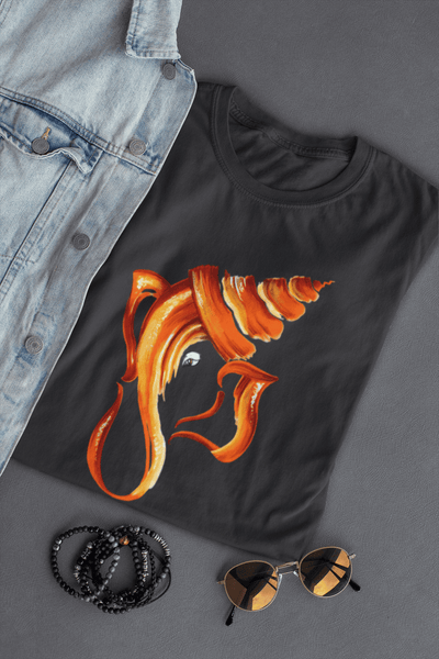 Men’s Ganpati Bappa devotional graphic T-shirt in black colour