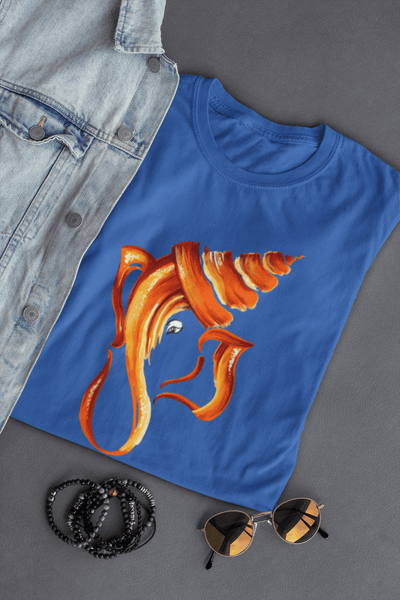 Men’s Ganpati Bappa devotional graphic T-shirt in blue colour