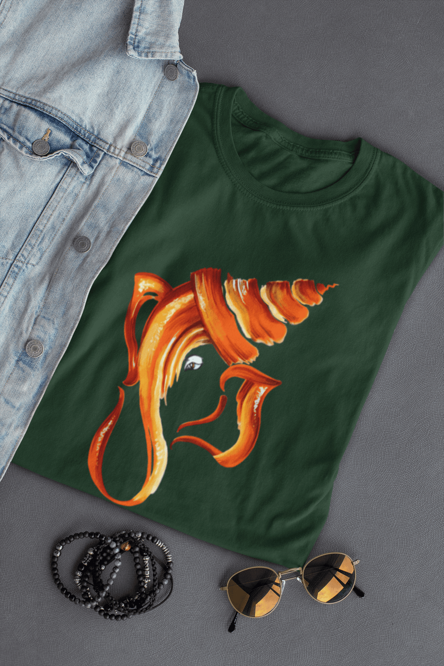 Men’s Ganpati Bappa devotional graphic T-shirt in bottle green colour