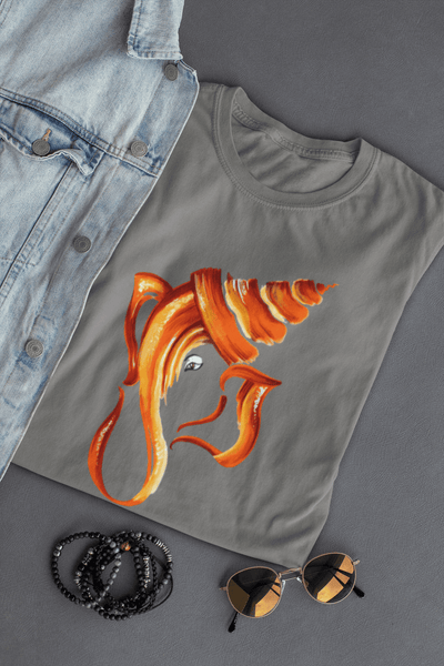 Men’s Ganpati Bappa devotional graphic T-shirt in dark grey colour