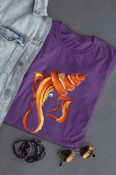 Men’s Ganpati Bappa devotional graphic T-shirt in purple colour