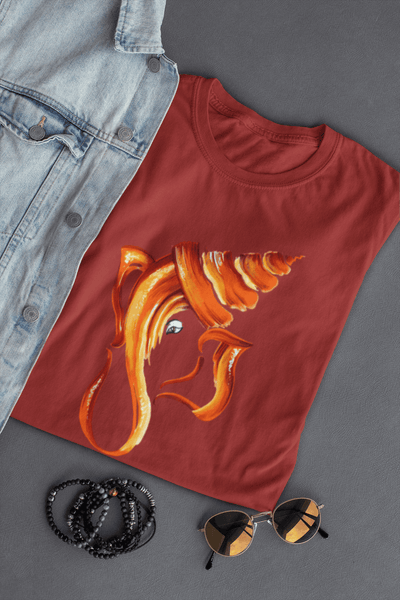 Men’s Ganpati Bappa devotional graphic T-shirt in red colour
