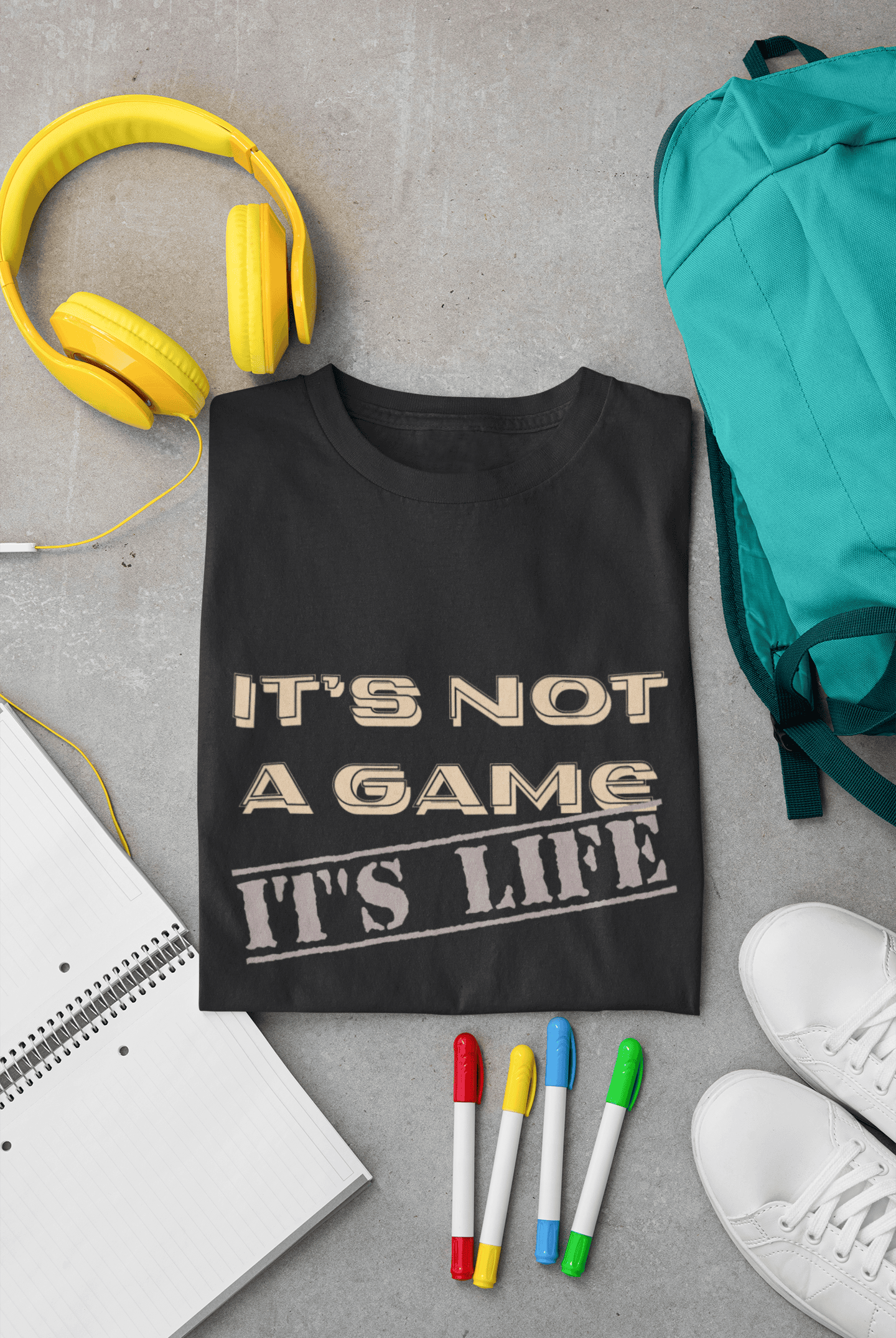 Men's It's Not a Game printed half sleeve cotton T-shirt in Black color