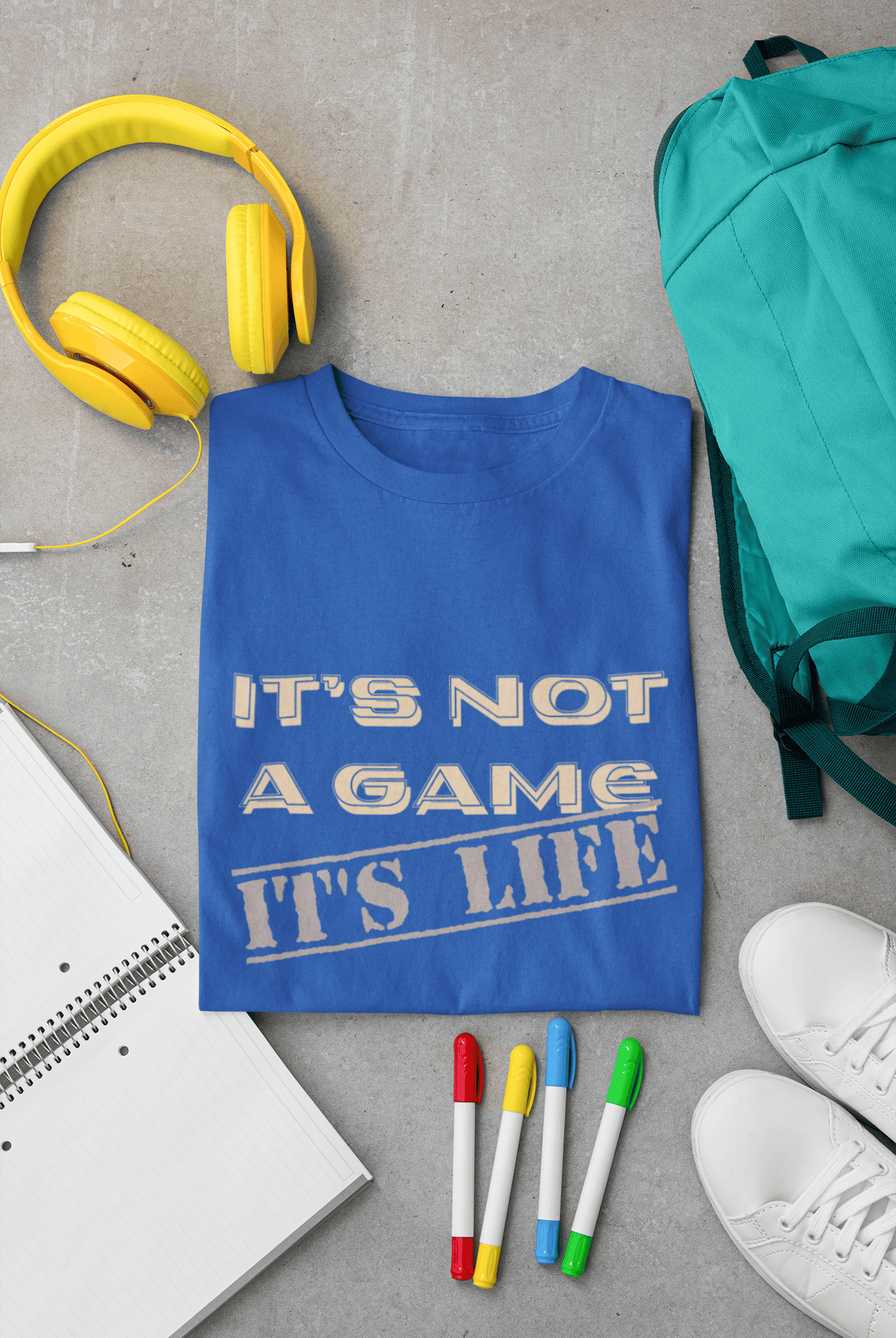 Men's It's Not a Game printed half sleeve cotton T-shirt in Blue color