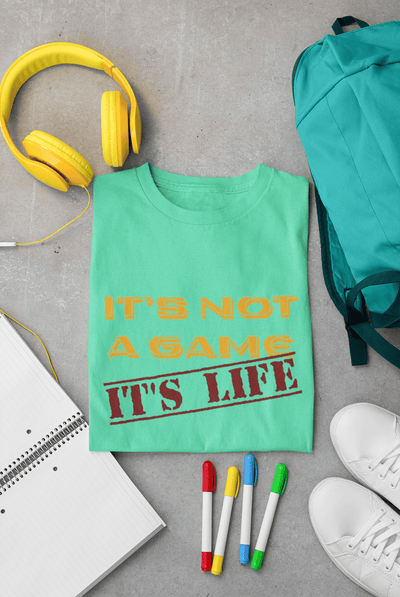 Men's It's Not a Game printed half sleeve cotton T-shirt in Light Green color