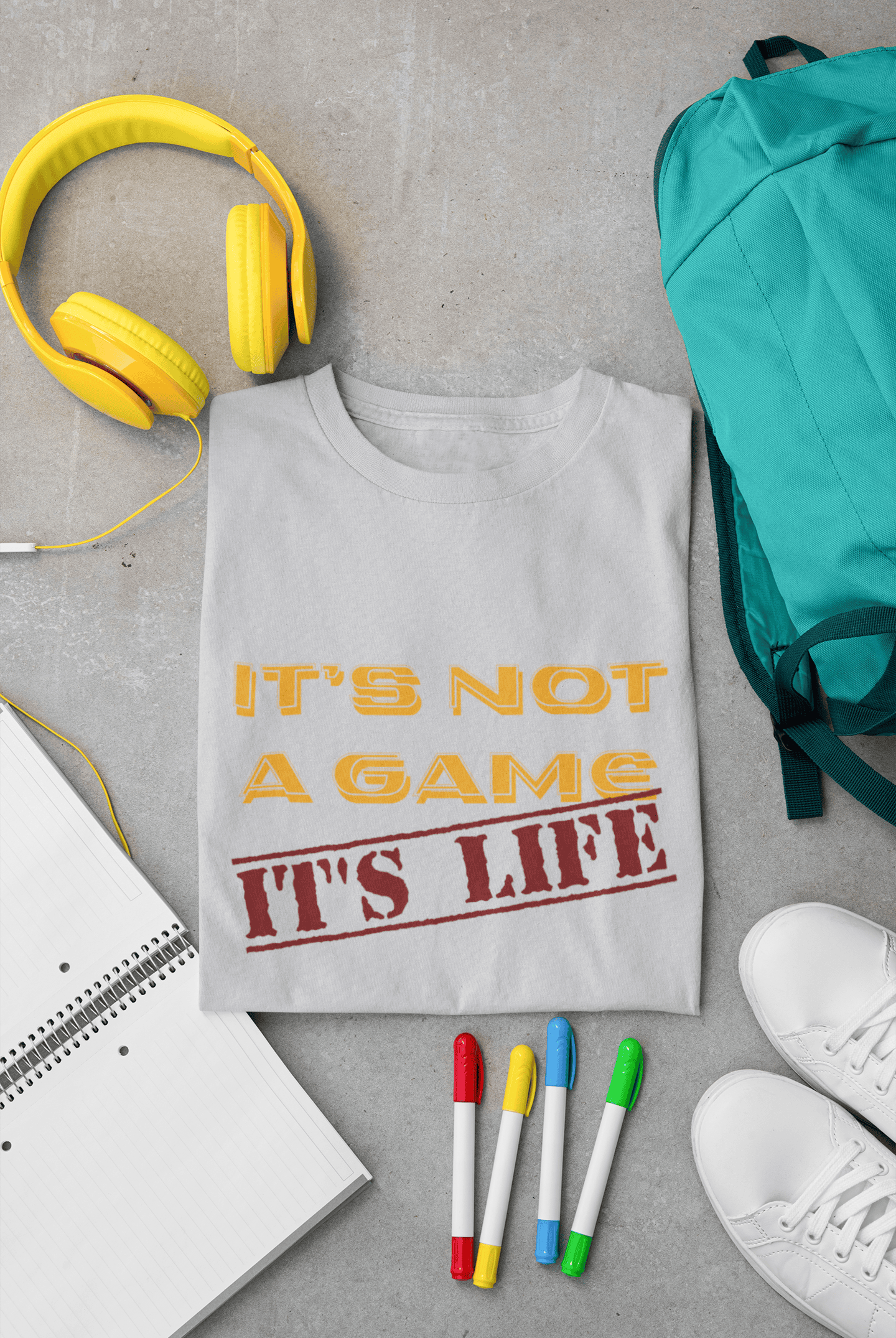Men's It's Not a Game printed half sleeve cotton T-shirt in Light grey color
