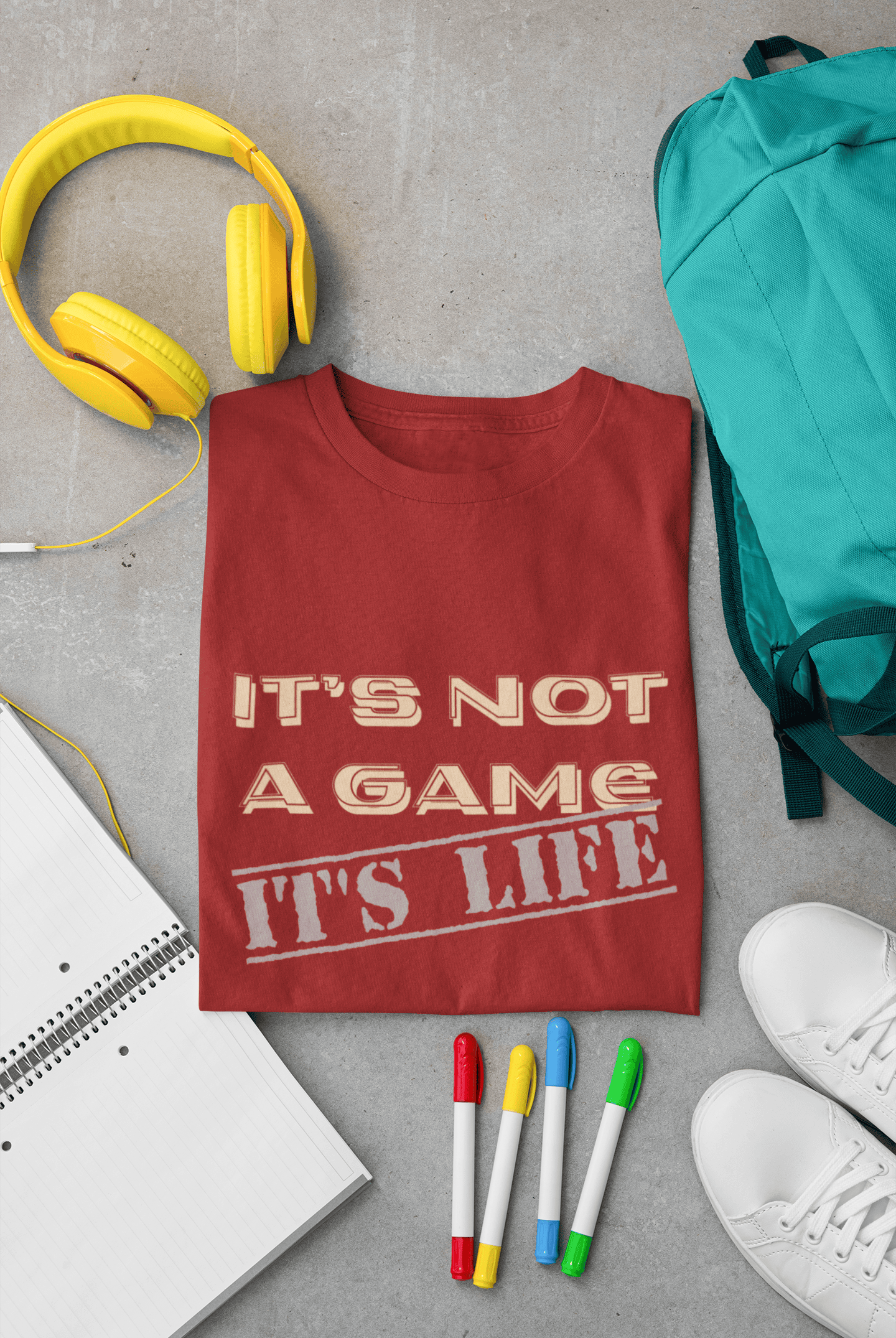 Men's It's Not a Game printed half sleeve cotton T-shirt in Red color