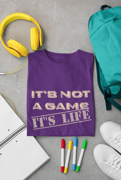Men's It's Not a Game printed half sleeve cotton T-shirt in purple color