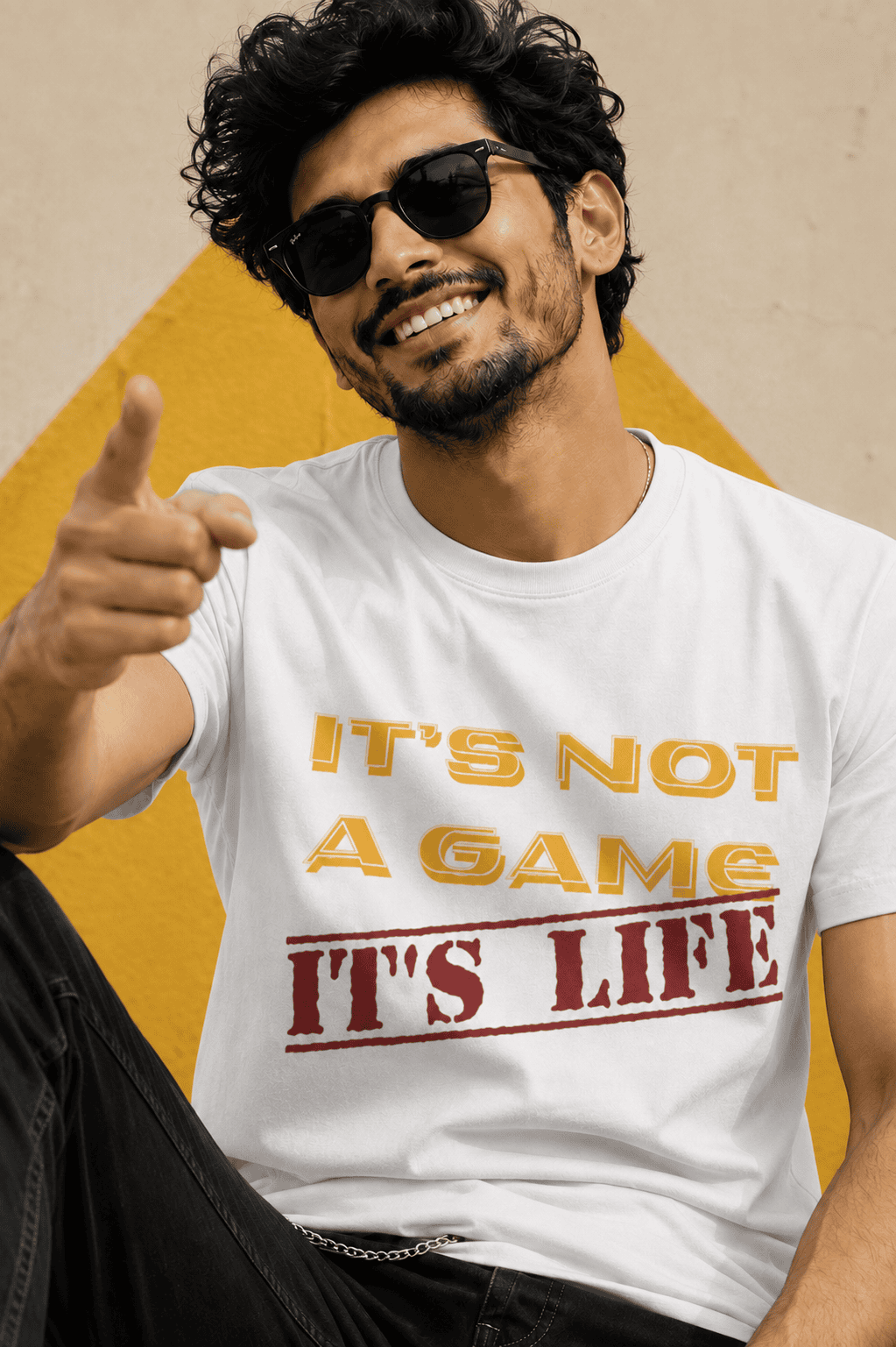 Men's It's Not a Game printed half sleeve cotton T-shirt in white colors