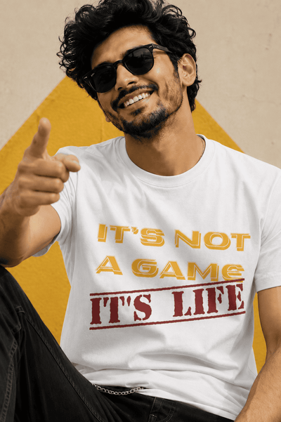 Men's It's Not a Game printed half sleeve cotton T-shirt in white colors