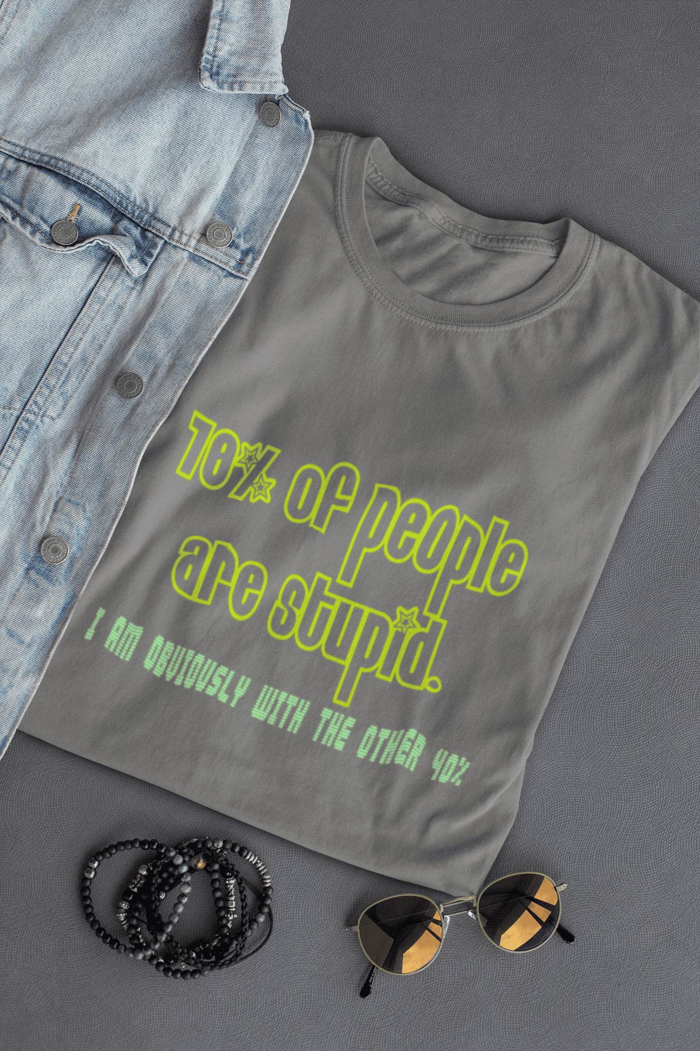 Men’s funny quote T-shirt with 70% people are stupid I am obviously with the other 40% graphic print Grey Tshirt