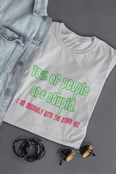 Men’s funny quote T-shirt with 70% people are stupid I am obviously with the other 40% graphic print light grey Tshirt