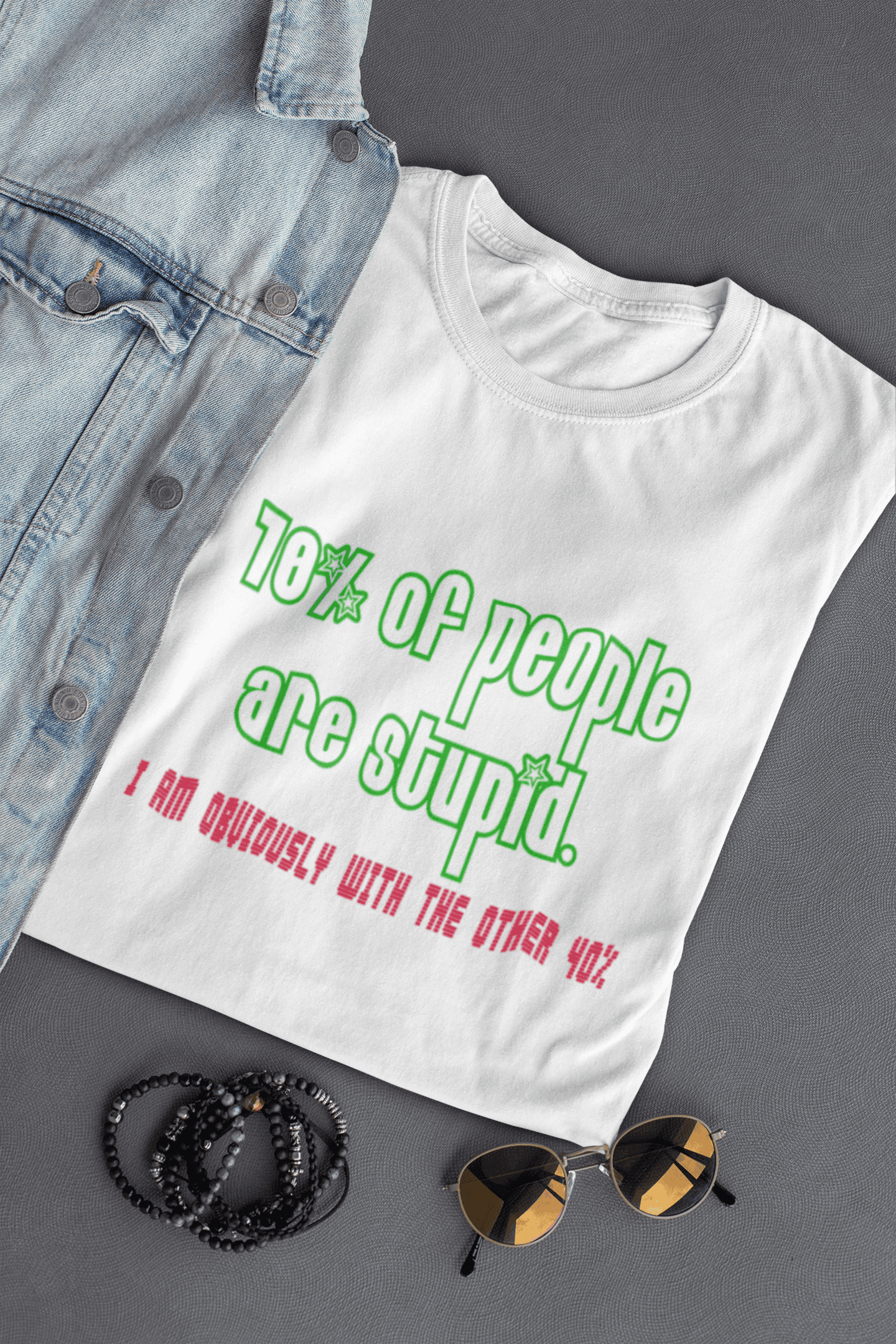 Men’s funny quote T-shirt with 70% people are stupid I am obviously with the other 40% graphic print white Tshirt