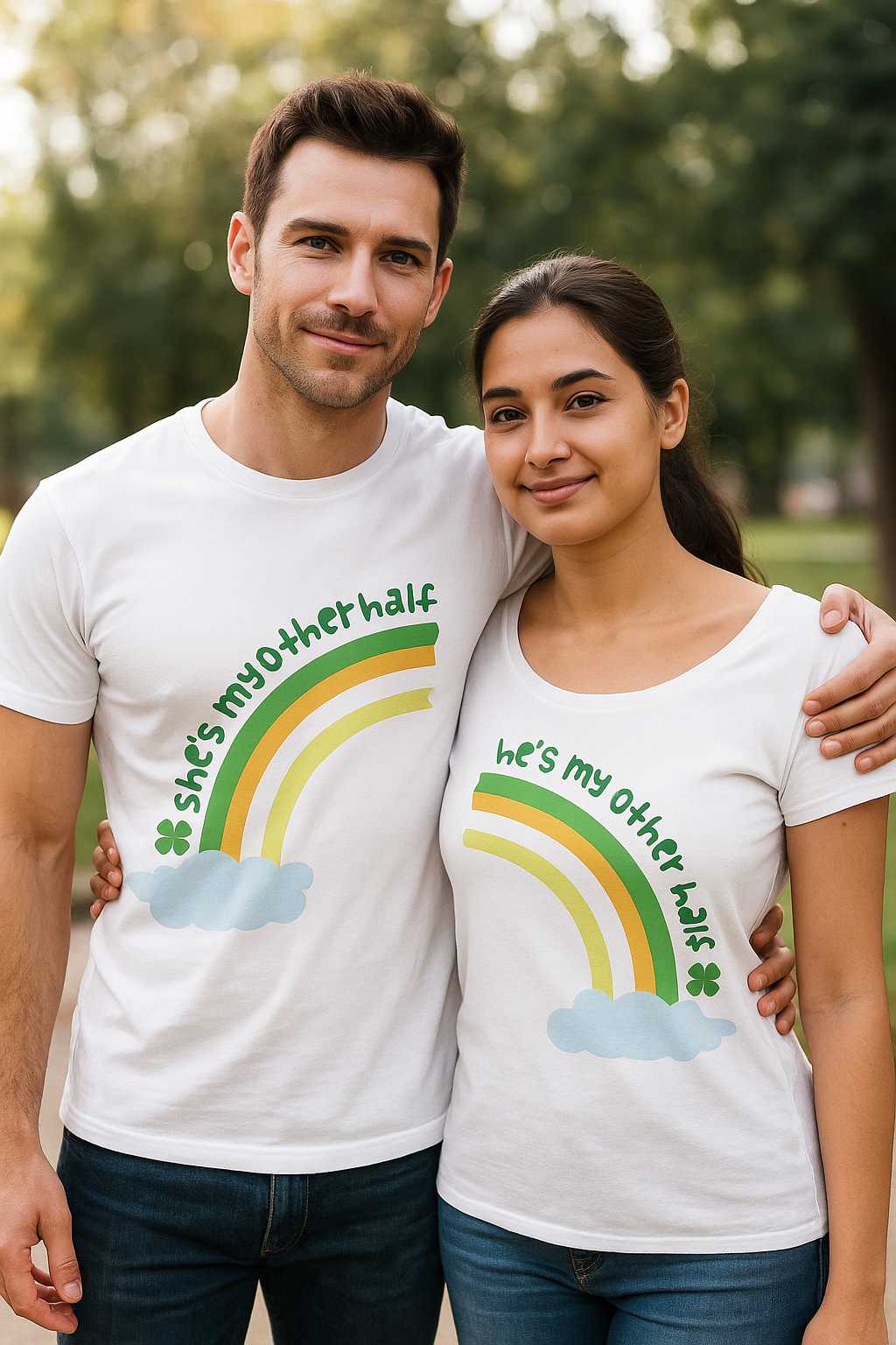 My Other Half Couple Half Sleeves T-Shirts -FunkyTees
