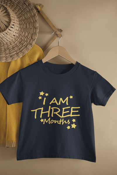 I Am Three Month Half Sleeves T-Shirt for Boys -FunkyTeesClub