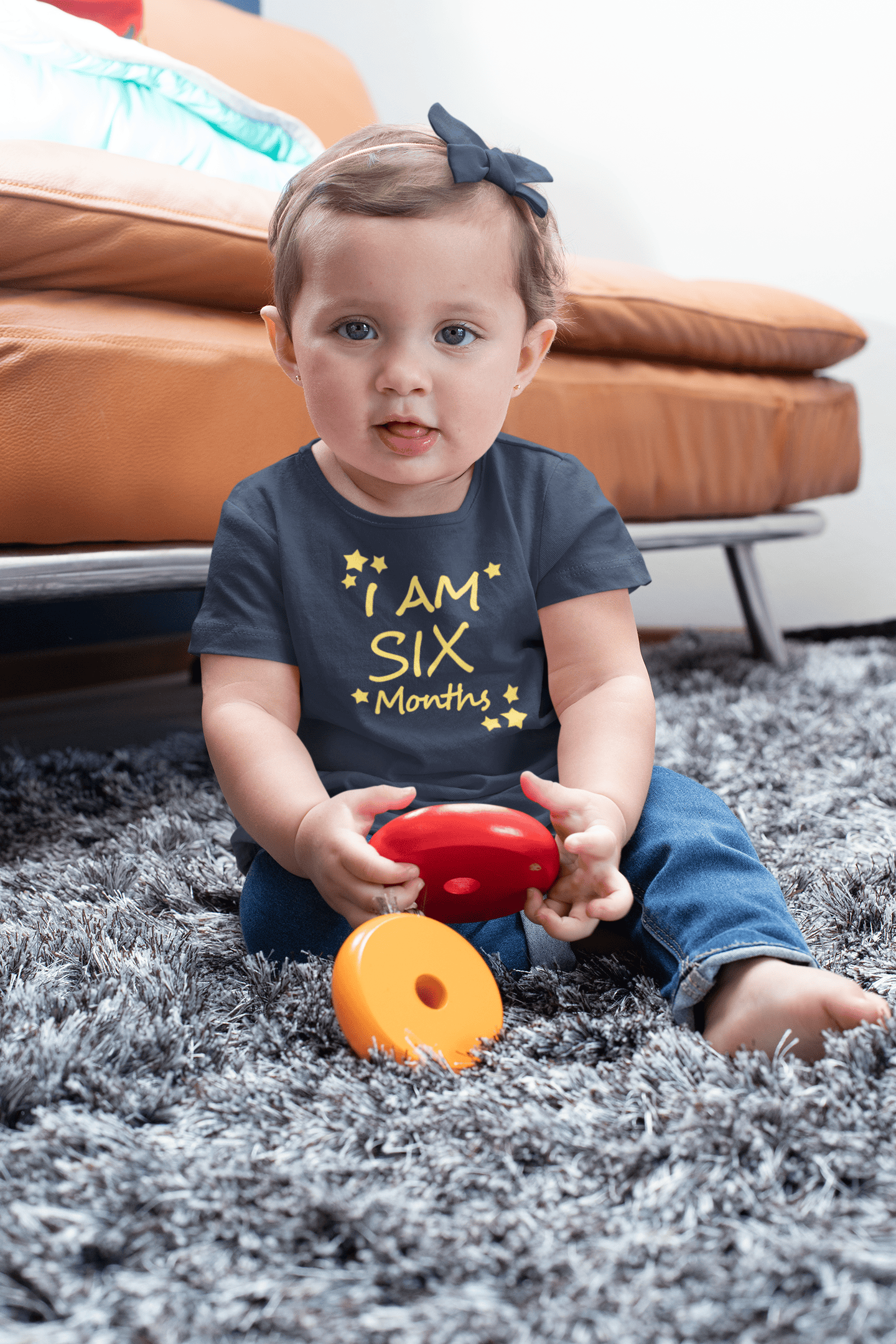 I Am Six Months Half Sleeves T-Shirt For Girls -FunkyTeesClub