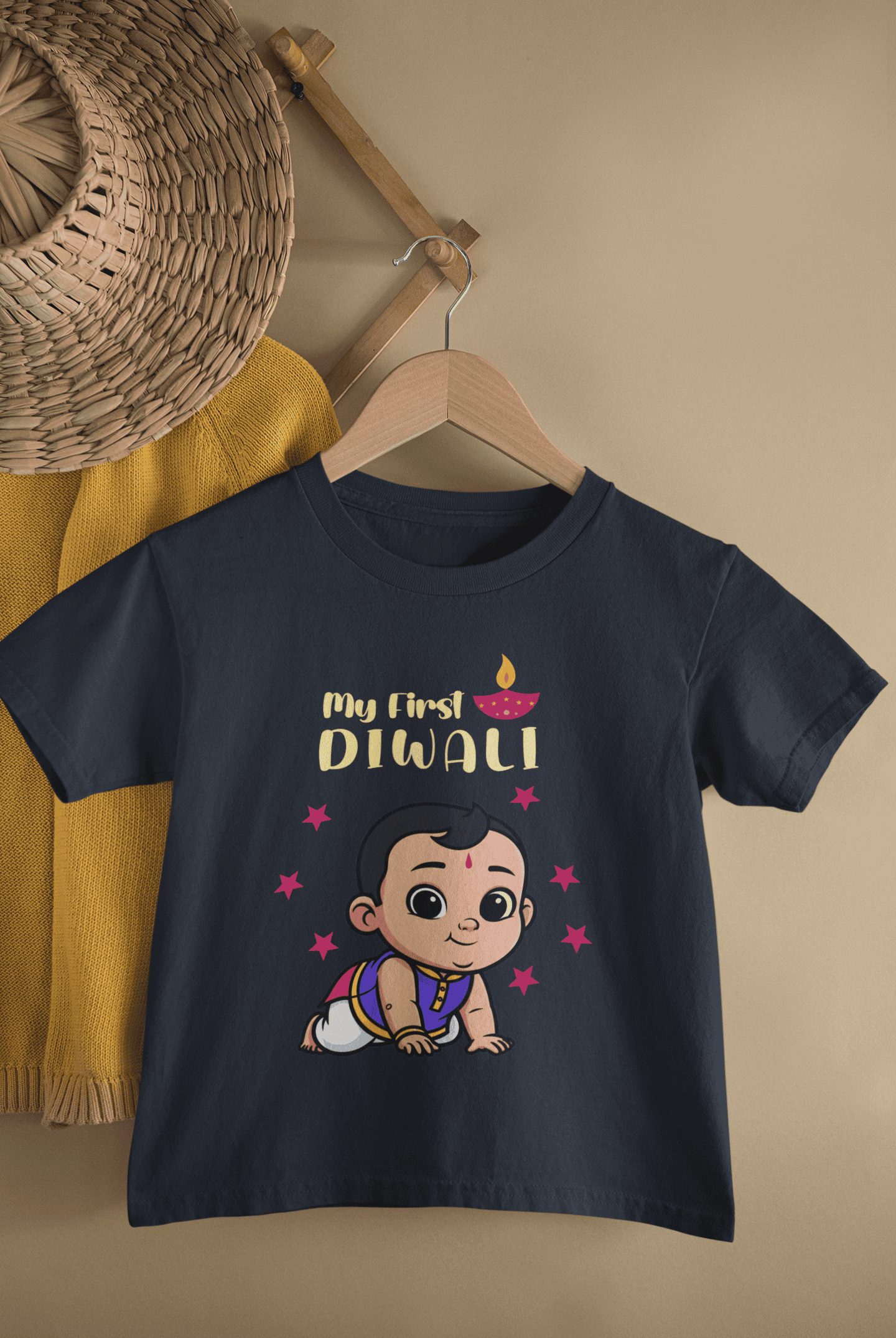 My First Diwali Cute Diwali Half Sleeves T-Shirt for Boys -FunkyTeesClub
