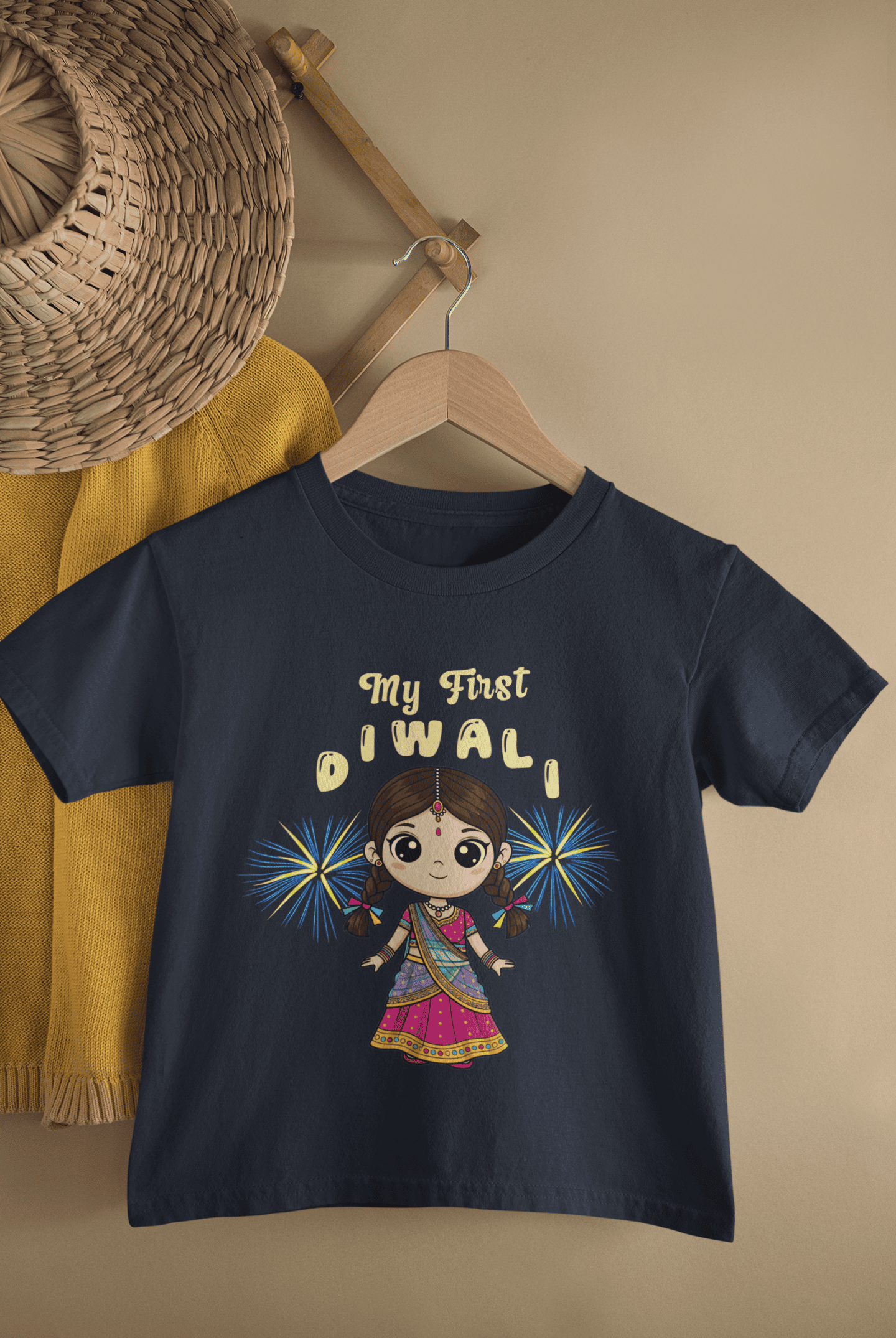 My First Diwali Cute Half Sleeves T-Shirt For Girls -FunkyTeesClub