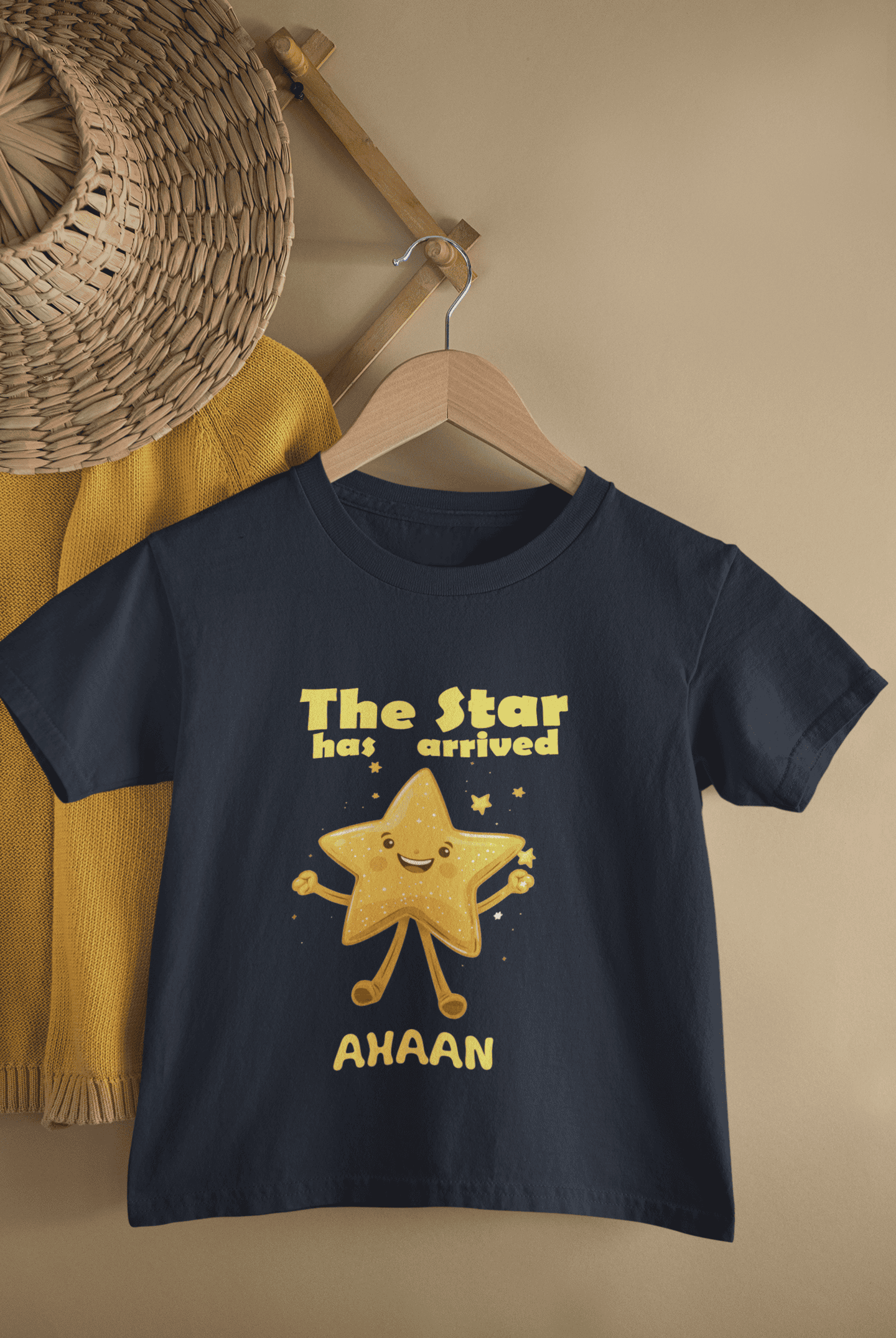 Custom Name The Star Has Arrived New Born Half Sleeves T-Shirt for Boys -FunkyTeesClub