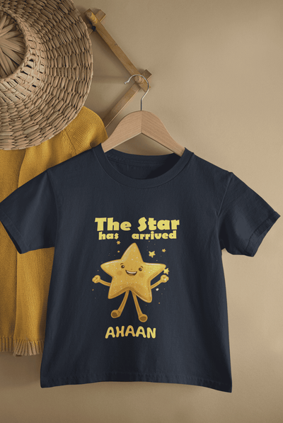 Custom Name The Star Has Arrived New Born Half Sleeves T-Shirt for Boys -FunkyTeesClub
