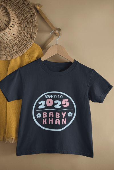 Custom Name Baby Surname And Year New Born Half Sleeves T-Shirt for Boys -FunkyTeesClub