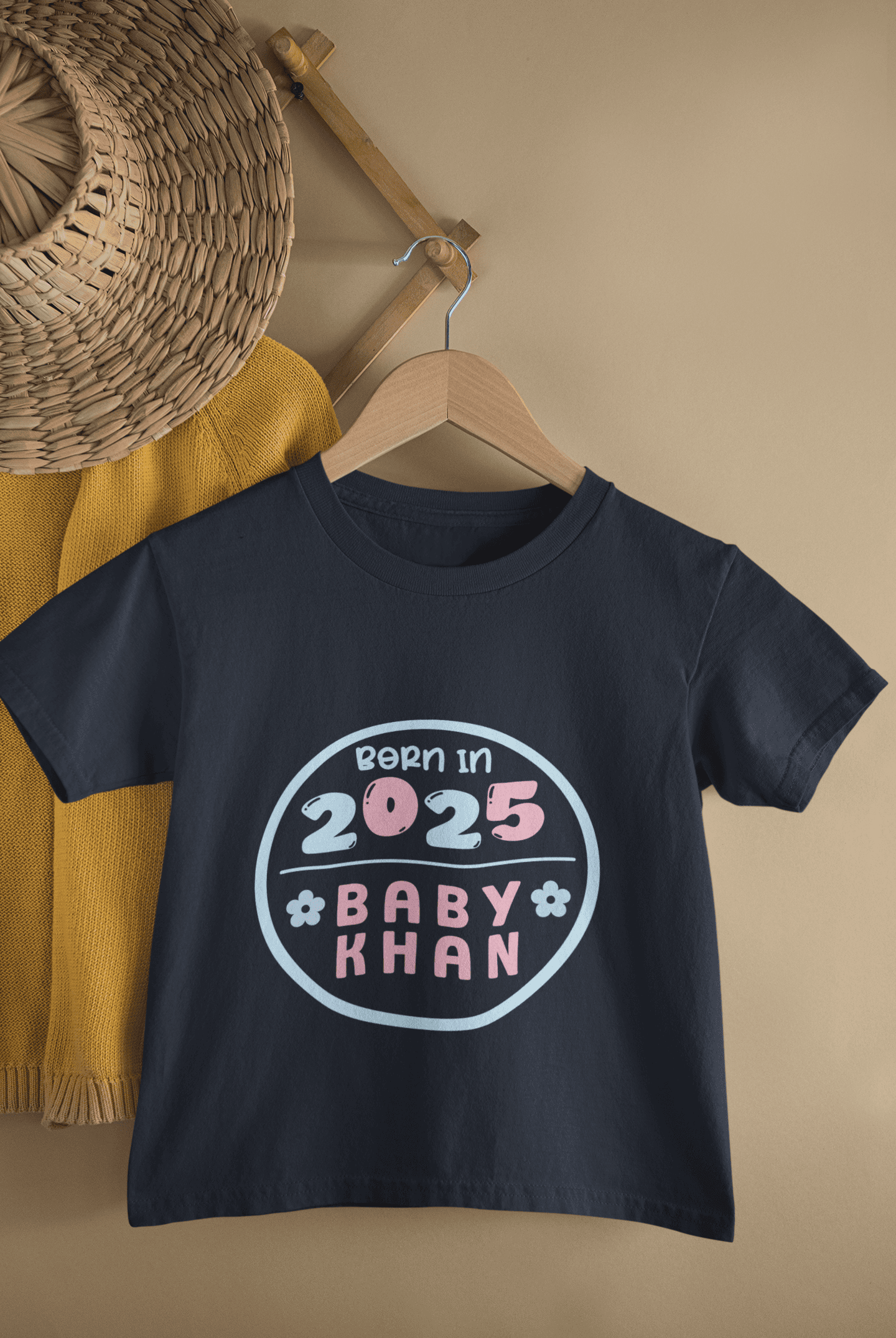 Custom Name Baby Surname And Year New Born Half Sleeves T-Shirt For Girls -FunkyTeesClub