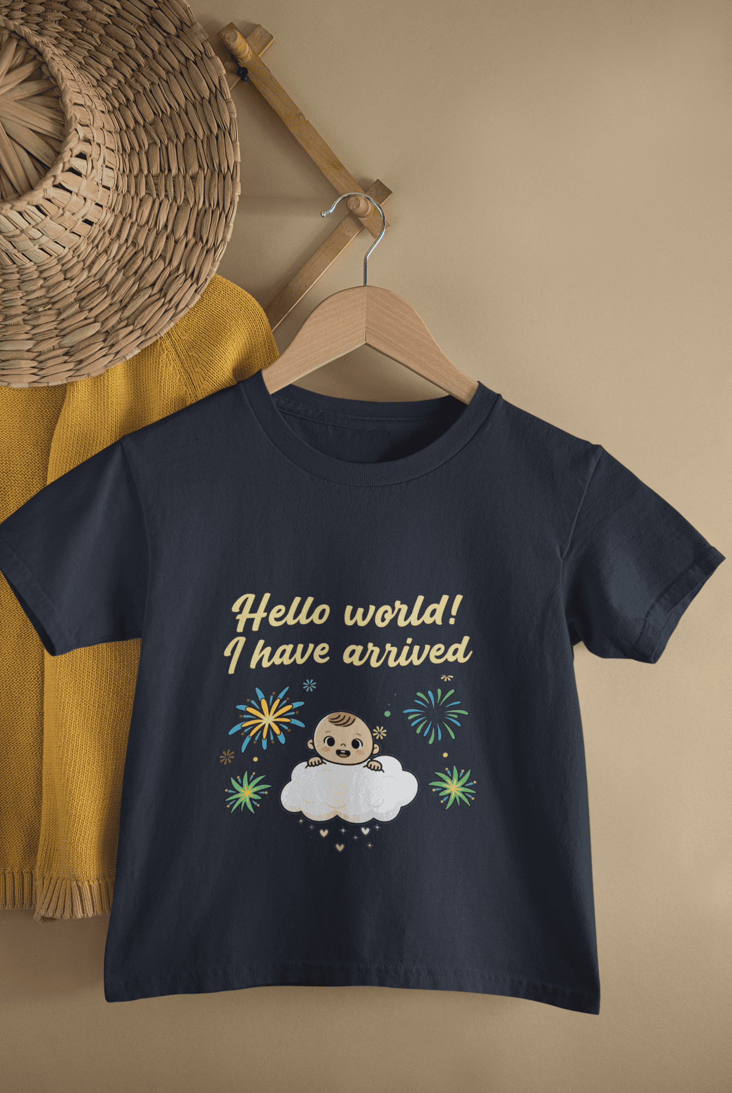 Hello World I Have Arrived New Born Half Sleeves T-Shirt for Boys -FunkyTeesClub