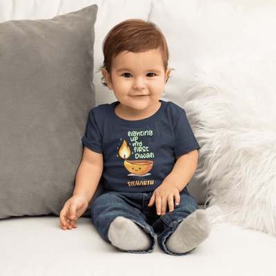 Custom Name Lighting Up My First Diwali Half Sleeves T-Shirt for Boys -FunkyTeesClub