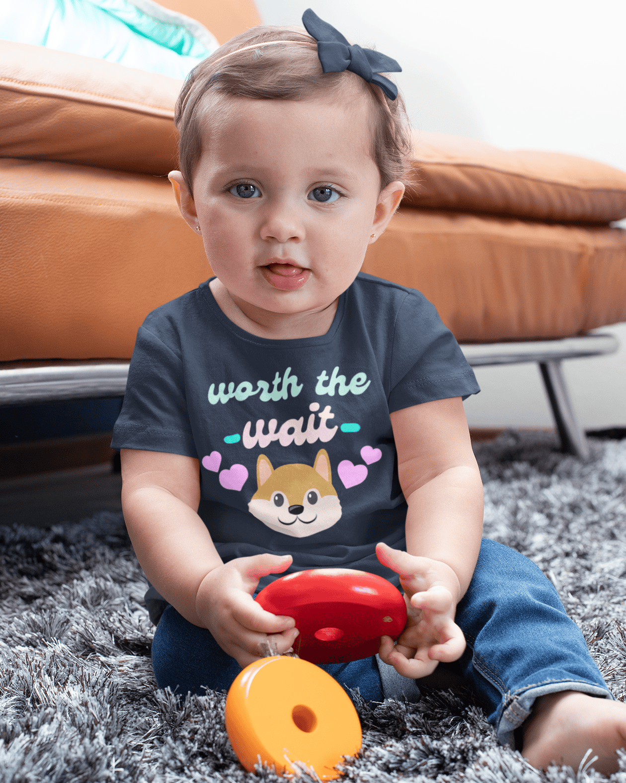 Worth The Wait New Born Half Sleeves T-Shirt For Girls -FunkyTeesClub