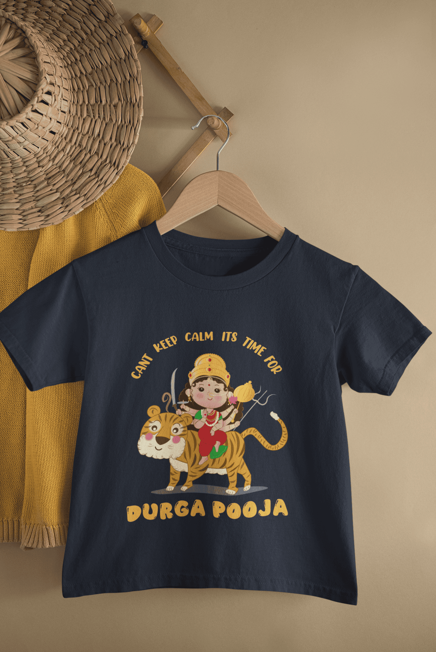It's Time For Durga Pooja Navratri Half Sleeves T-Shirt For Girls -FunkyTeesClub