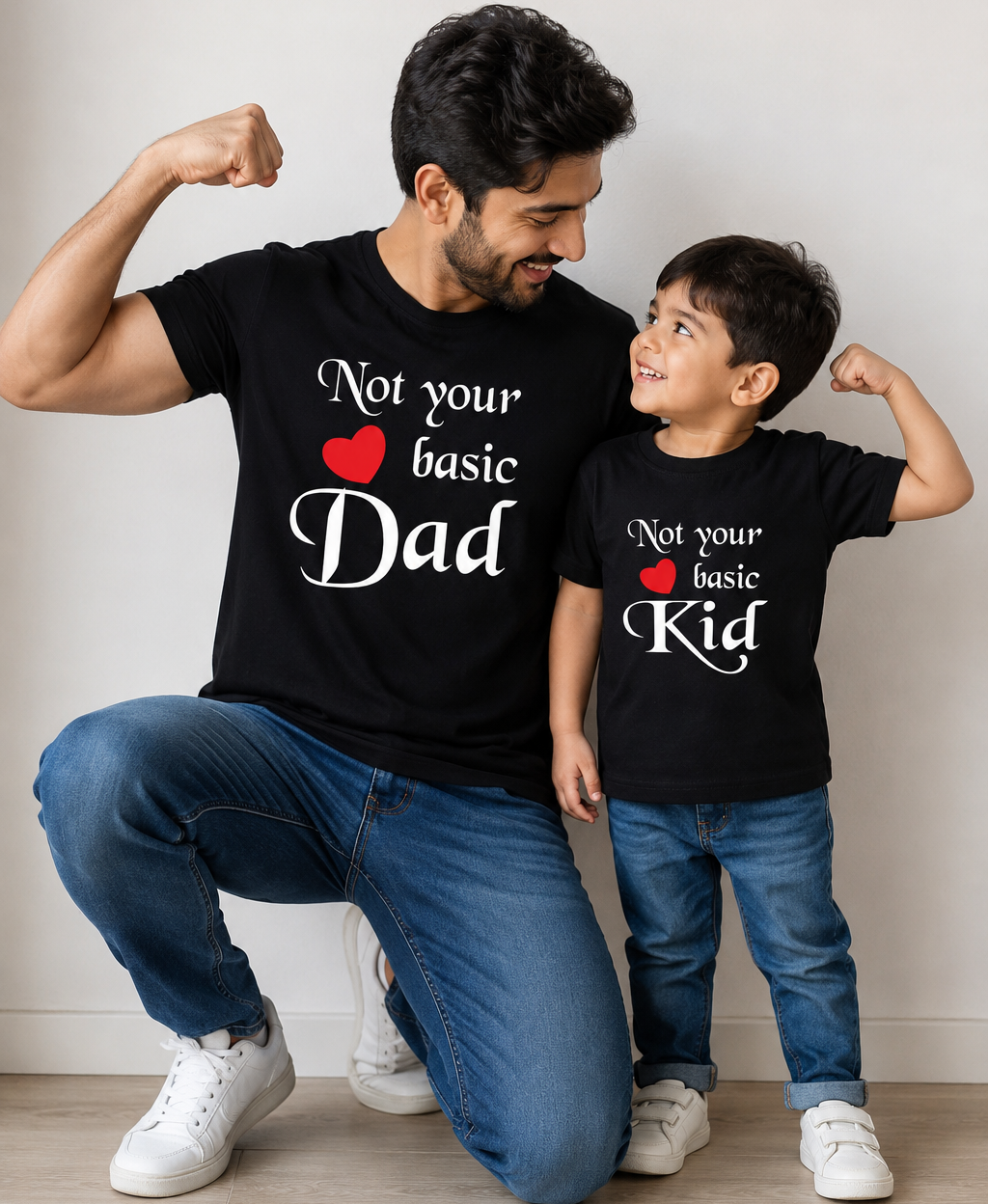 Not Your Basic Dad & Not Your Basic Kid Father and Son Matching T-Shirt- FunkyTeesClub
