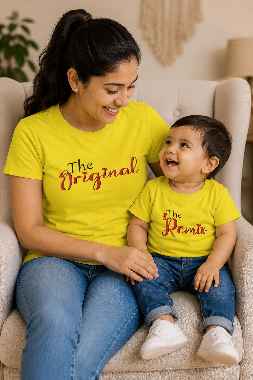 The Original Mother And Son Yellow Matching T-Shirt- FunkyTeesClub