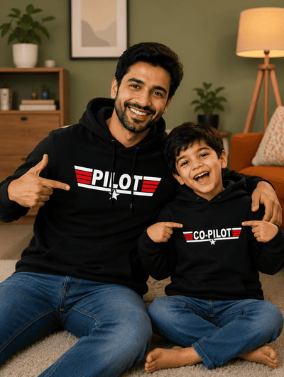 Pilot Co-Pilot Father and Son Matching Hoodies- FunkyTeesClub