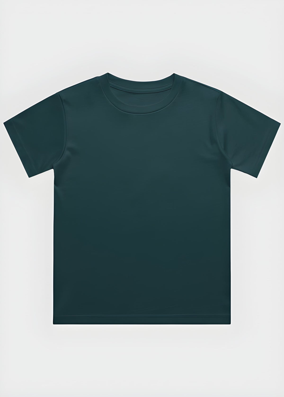 Plain Petrol Blue  t-shirt on a light gray background