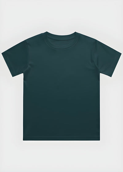 Plain Petrol Blue  t-shirt on a light gray background