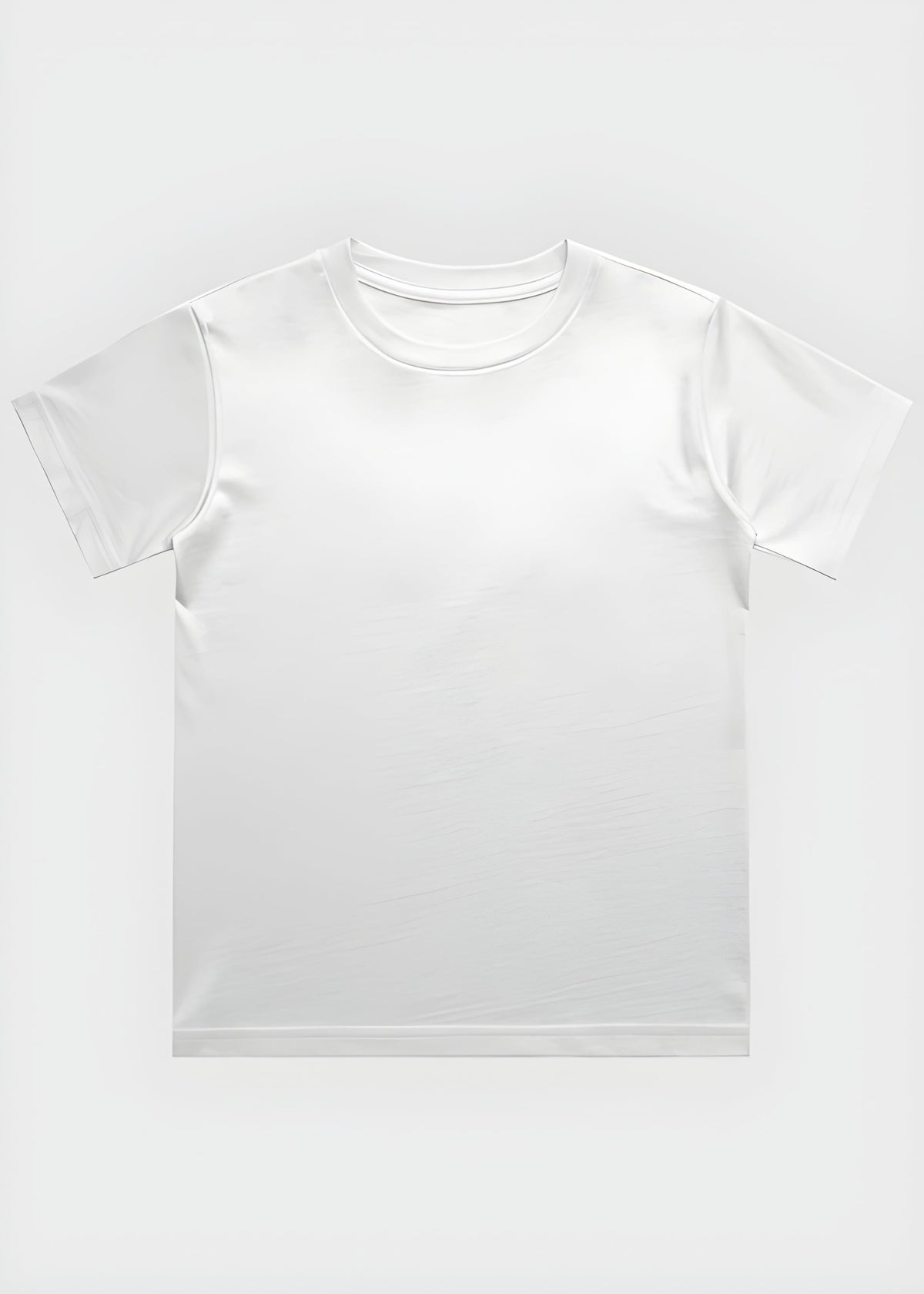 Plain white t-shirt on a light gray background