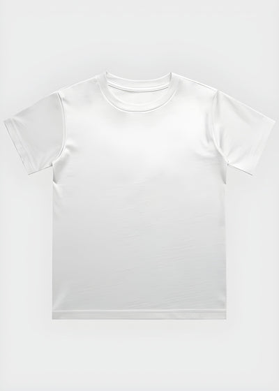 Plain white t-shirt on a light gray background