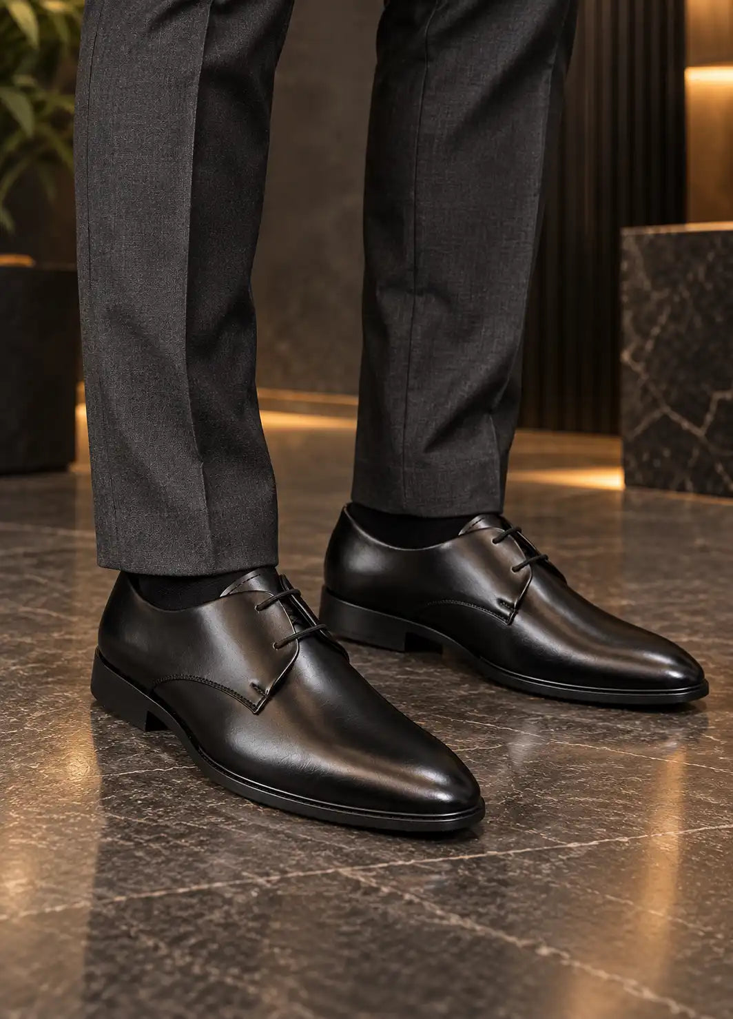 Men's Premium Faux Leather Formal Shoes – Wrinkle-Free Lace-Up Dress Shoes