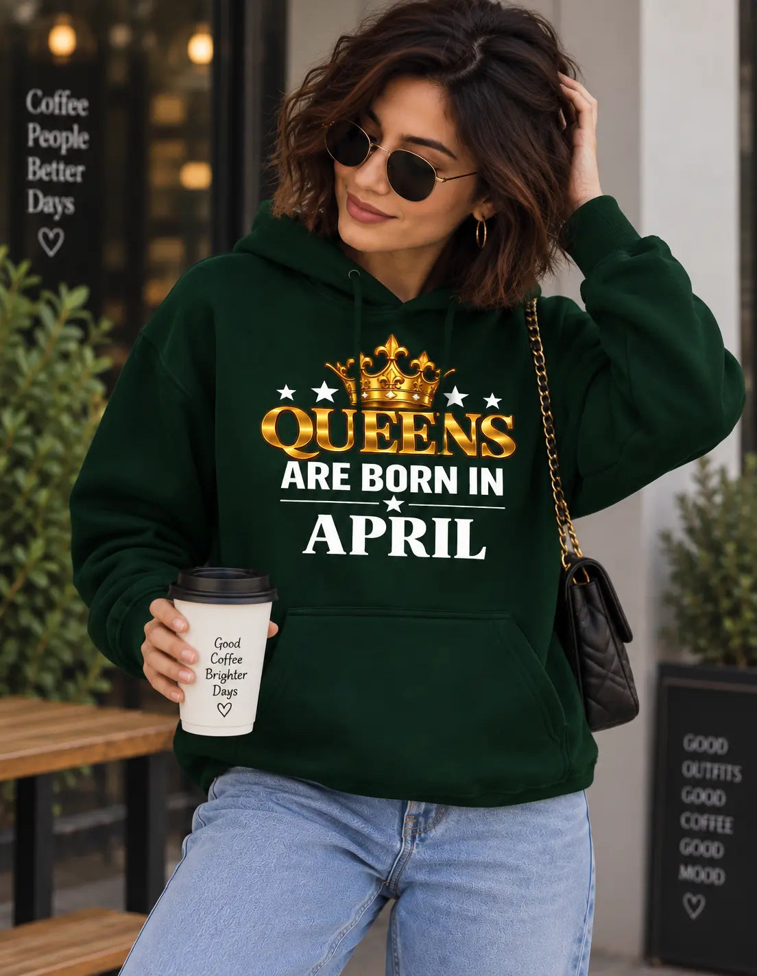 Queens are born in April Green hoodie