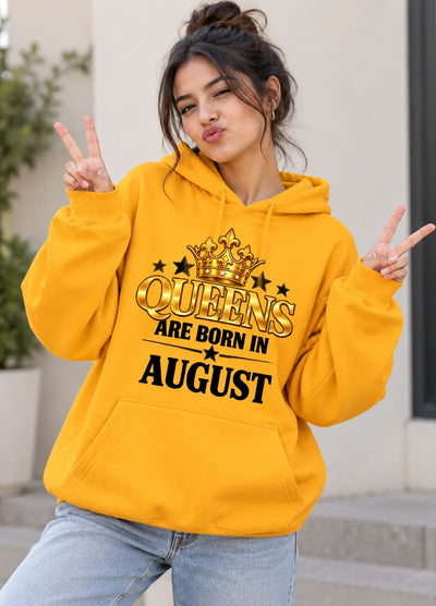 Queens are born in August Yellow hoodie